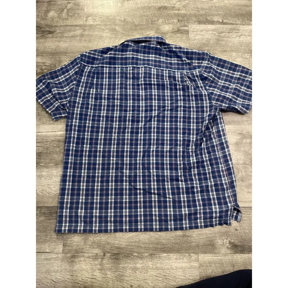 Tommy Bahama‎ Button Up Shirt Men's XL Silk Blend Blue Plaid Islandzone Hawaiian